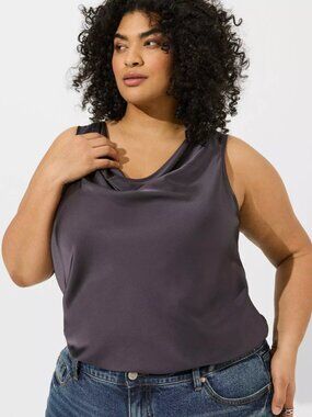 Torrid Satin Cowl Neck Tank Size 1 Silky Camisole Dressy Top Plus Size